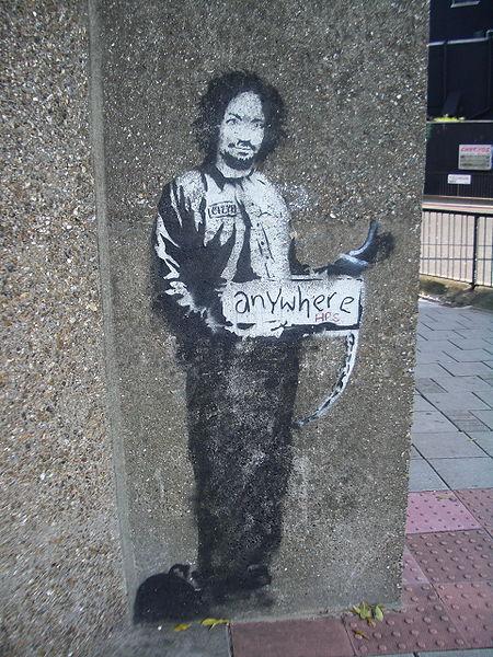 Hitchhiker to Anywhere Archway by Banksy (2005)