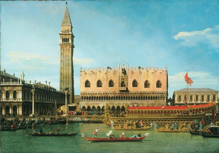 El Bucintoro en el Molo el día de la Ascensión by Canaletto (1730)