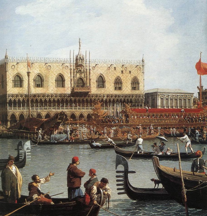 El regreso del Bucintoro al Molo by Canaletto (1732)