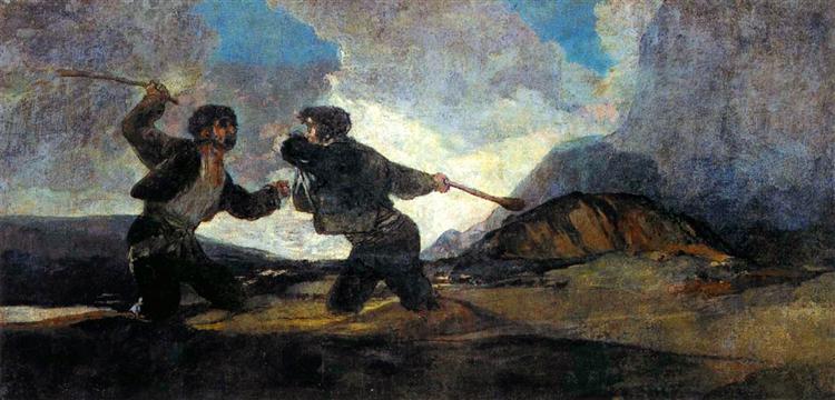 Duelo a garrotazos by Francisco de Goya (1823)