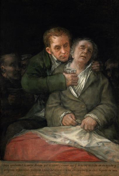 Autorretrato con el Dr. Arrieta by Francisco de Goya (1820)