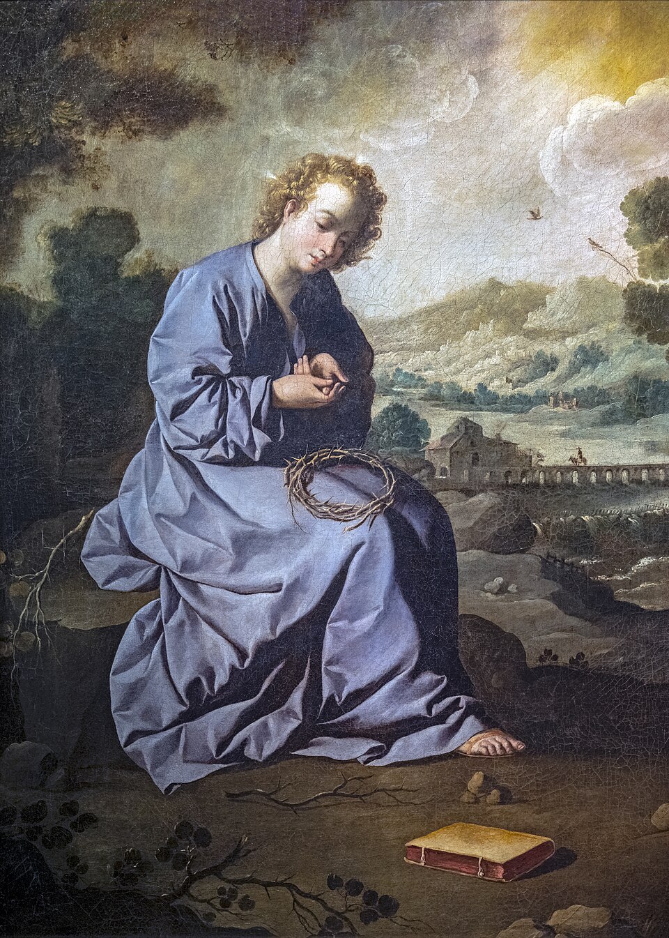 El Niño Jesús hiriéndose con una corona de espinas by Francisco de Zurbarán (1645)