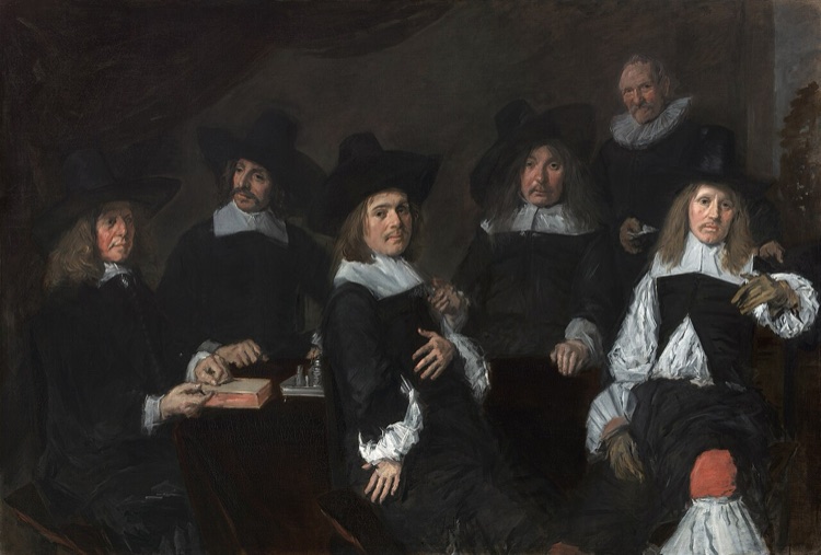 Los regentes del hospicio de ancianos by Frans Hals (1664)