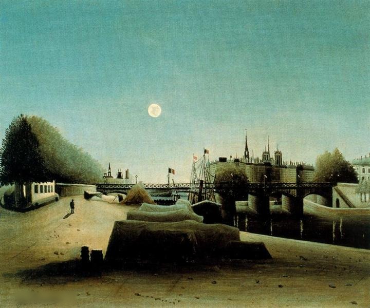 A View of the Ile Saint Louis from Port Saint Nicolas Evening by Henri Rousseau (1888)