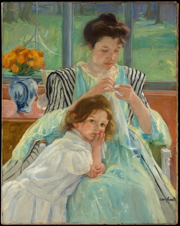 Joven madre cosiendo by Mary Cassatt (1900)