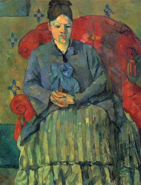 Madame Cézanne en un sillón rojo by Paul Cézanne (1877)