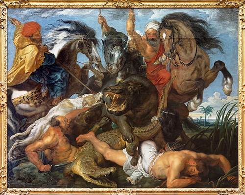 La caza del hipopótamo by Peter Paul Rubens (1616)