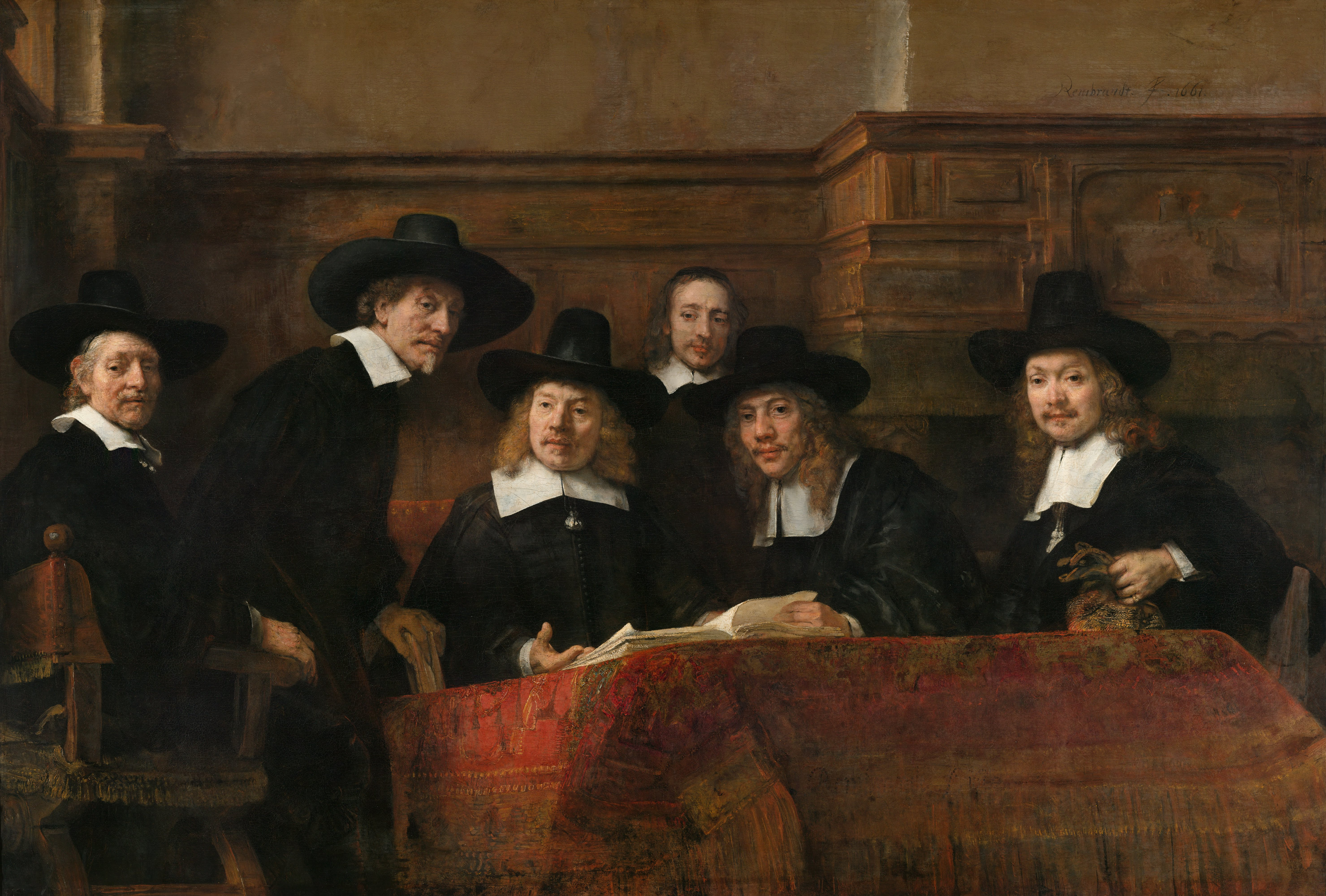 Los síndicos del gremio de pañeros by Rembrandt (1662)