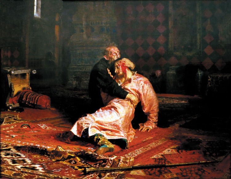 Iván el Terrible y su hijo Iván el 16 de noviembre de 1581 by Ilya Repin (1885)