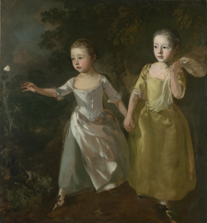 Las hijas del pintor persiguiendo una mariposa by Thomas Gainsborough (1756)