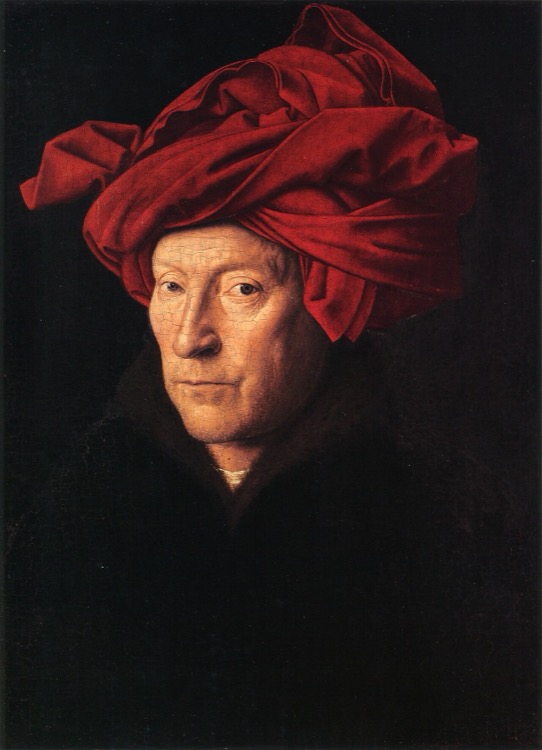 Retrato de un hombre con turbante rojo by Jan van Eyck (1433)