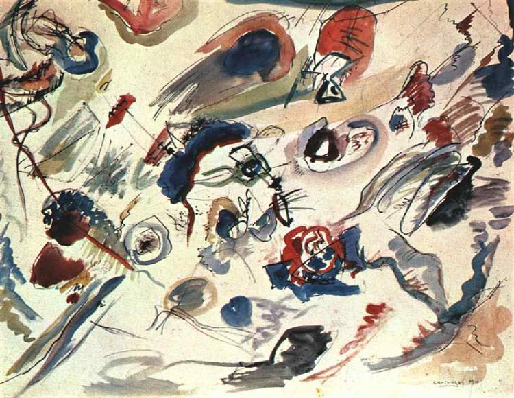 Primera acuarela abstracta by Wassily Kandinsky (1910)