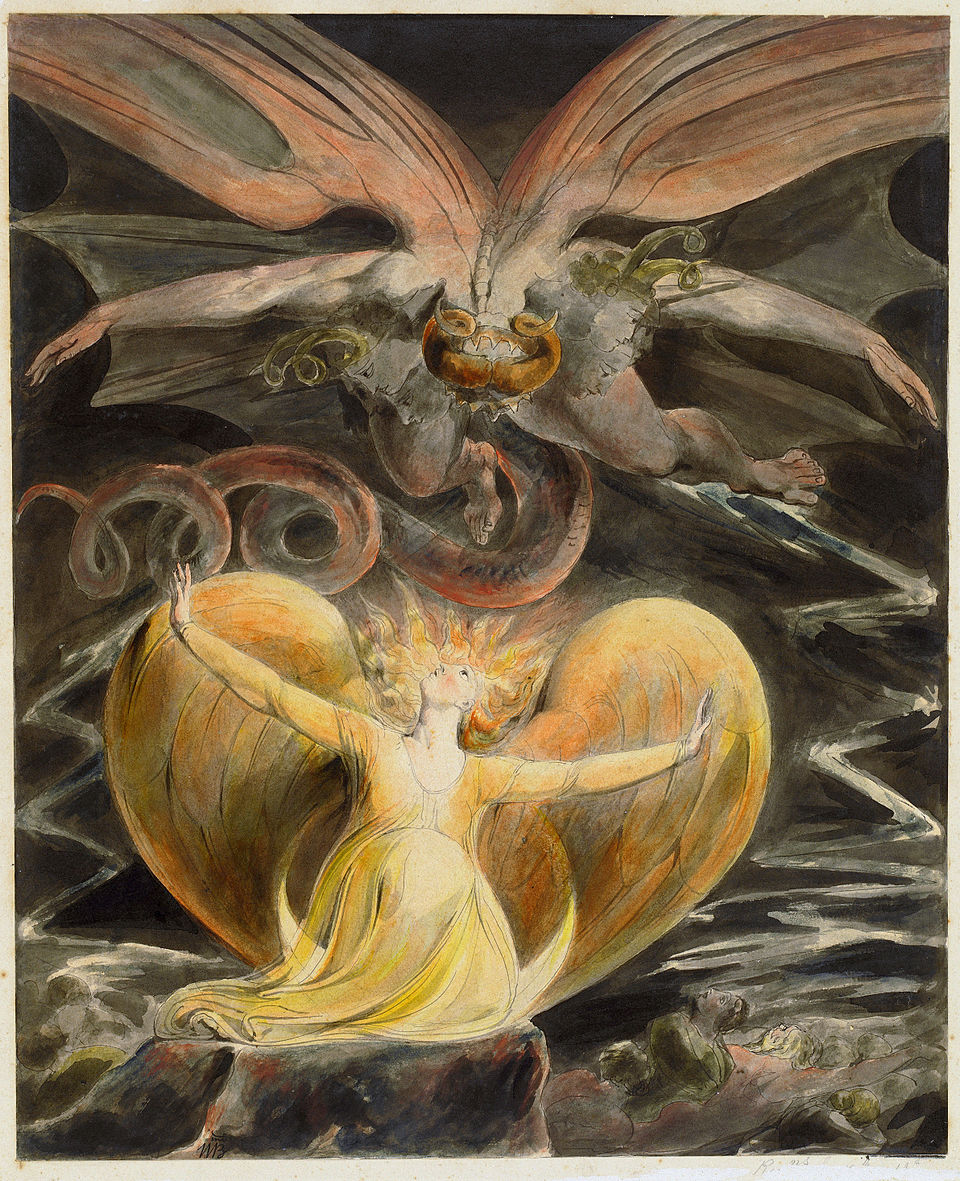 El gran dragón rojo y la mujer vestida de sol by William Blake (1805)
